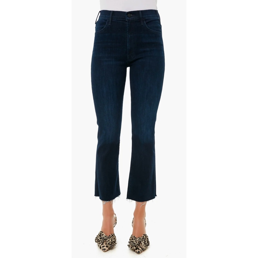 Mother The Hustler Ankle Fray Jeans Womens 28 Blue Howling At The Disco Ball